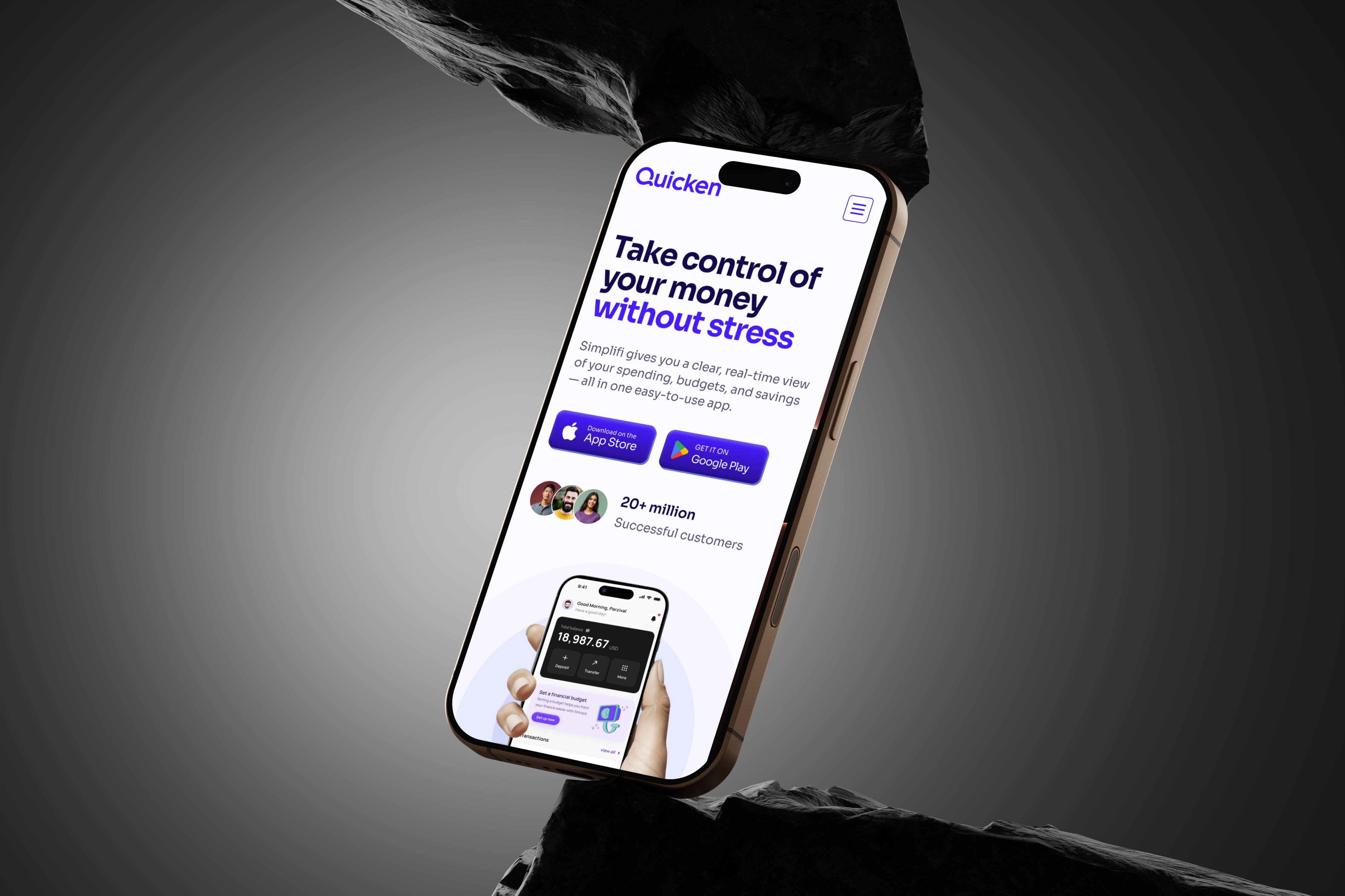 mobile app landind page mockup